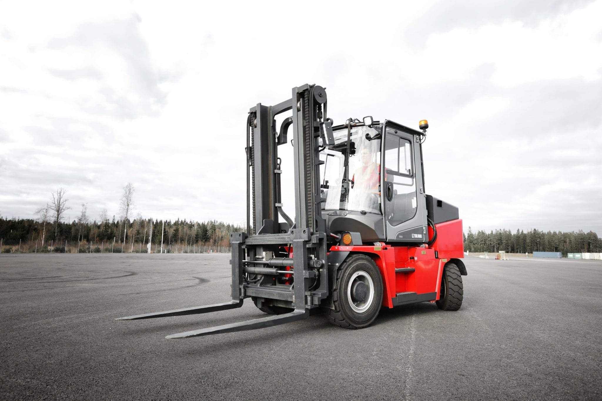 Forklift operator silhouette in warehouse